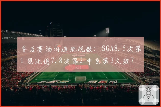 季后赛场均造犯规数：SGA8.5次第1 恩比德7.8次第2 申京第3文班7